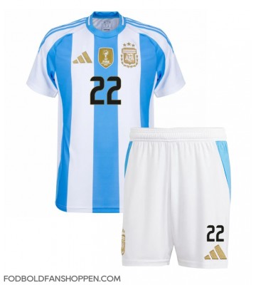 Argentina Lautaro Martinez #22 Hjemmebanetrøje Børn Copa America 2024 Kortærmet (+ Korte bukser)